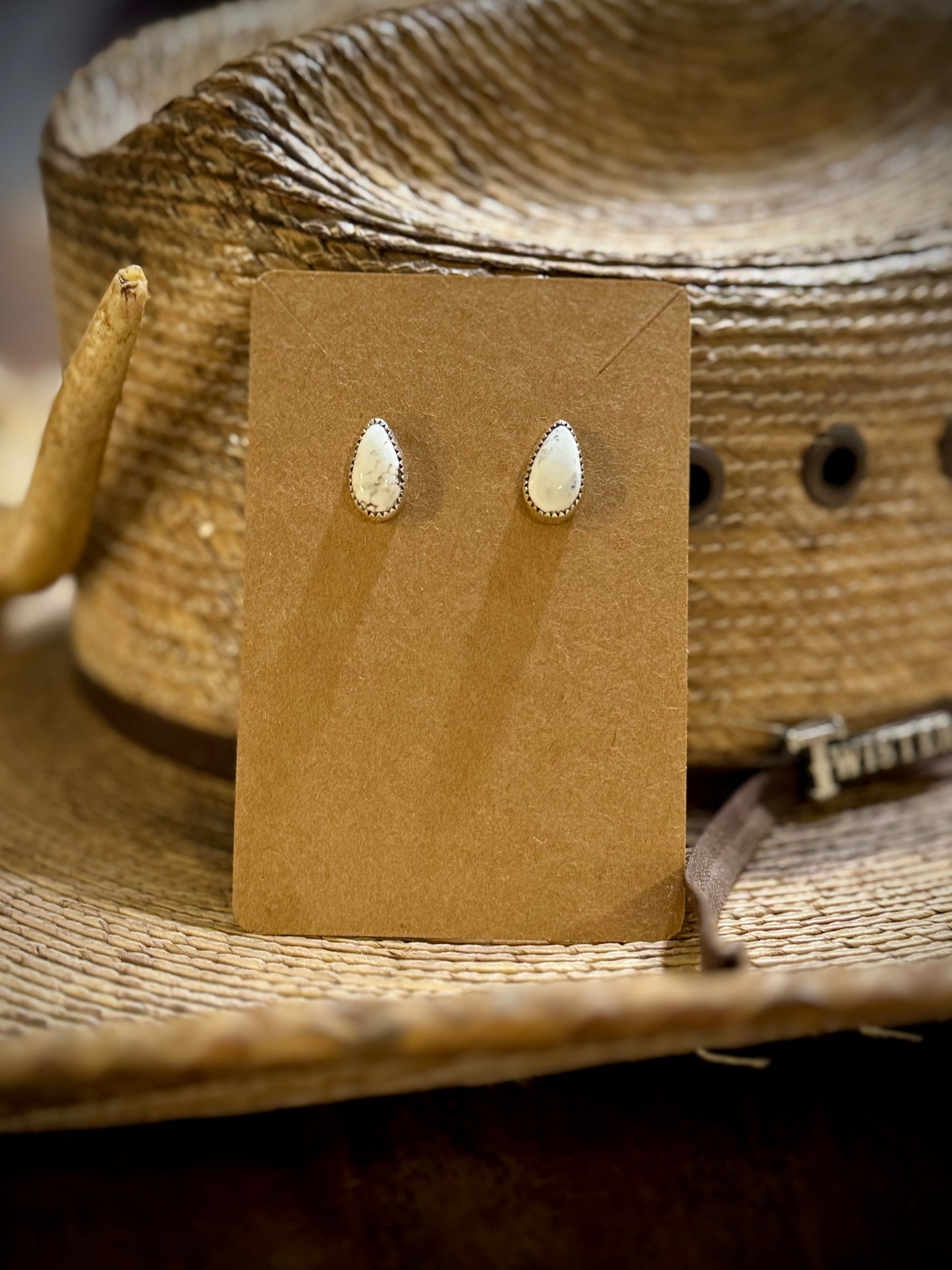 Small White Buffalo Silver Studs