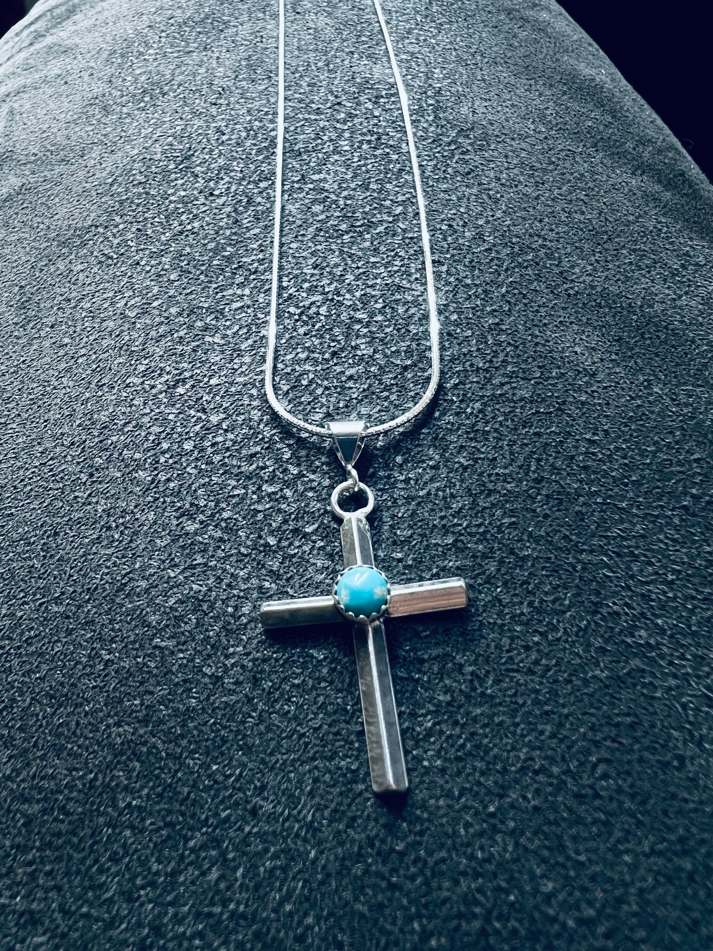Turquoise & Silver cross necklace