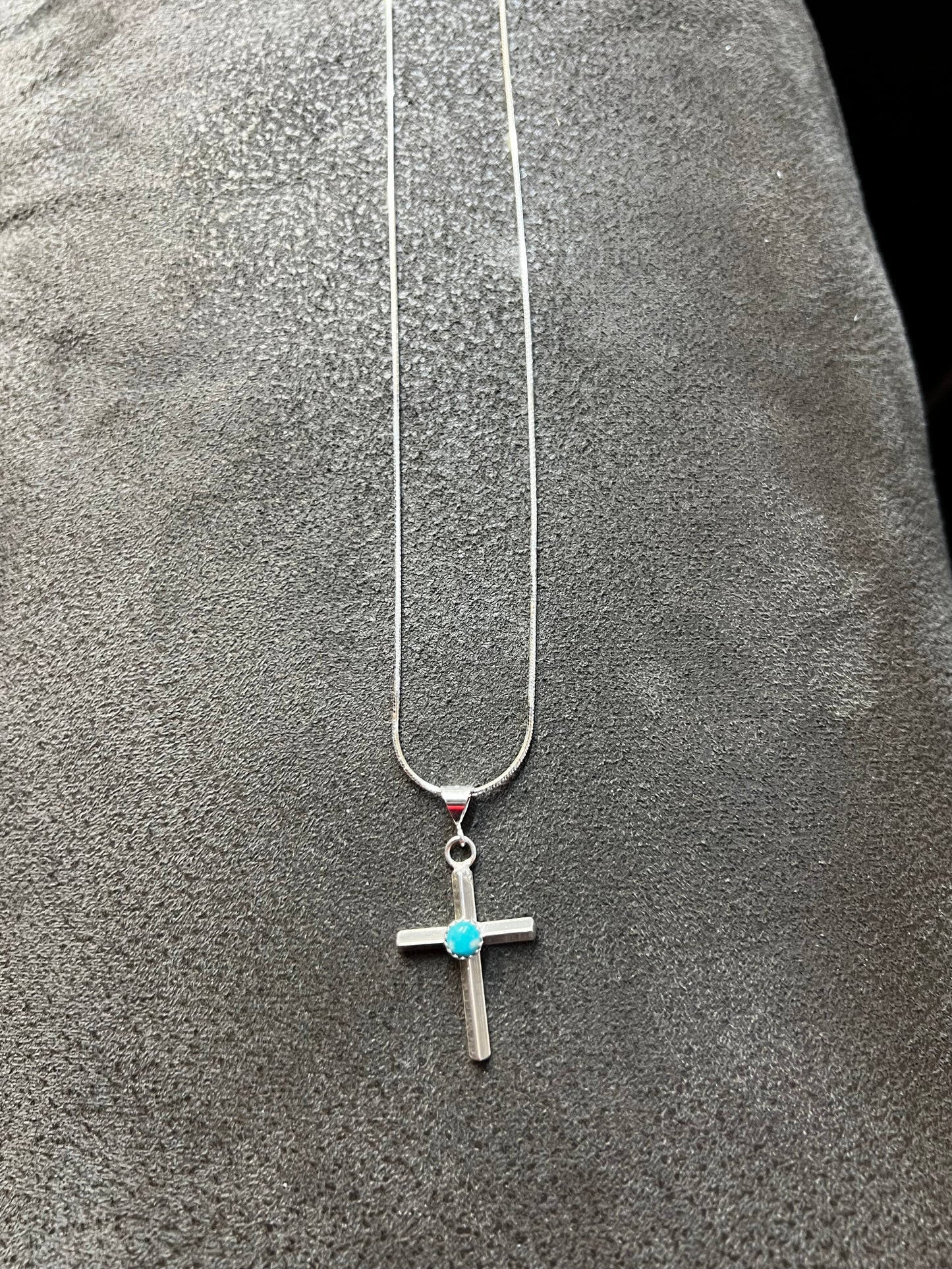 Turquoise & Silver cross necklace