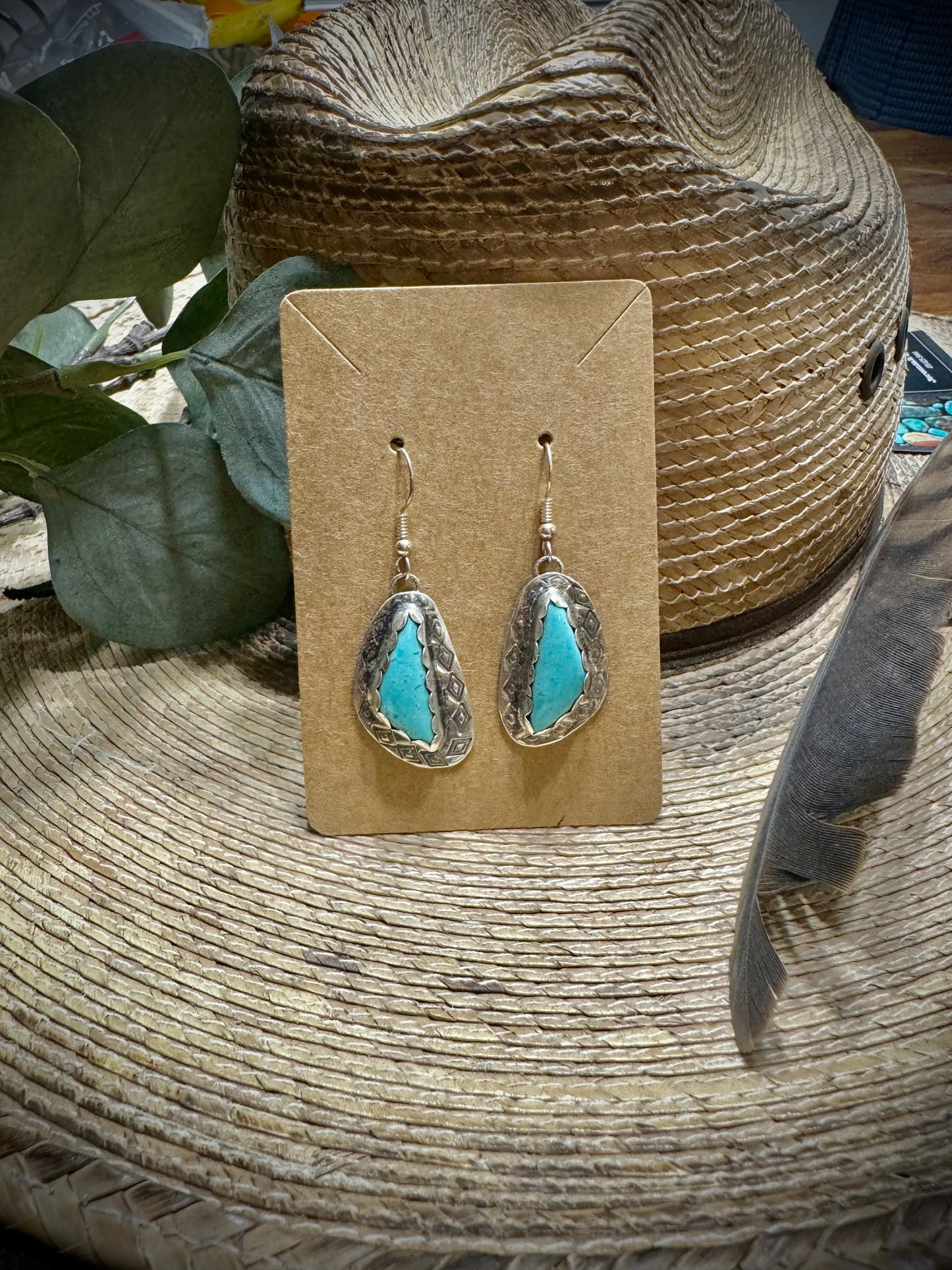King Manassa turquoise dangling earrings