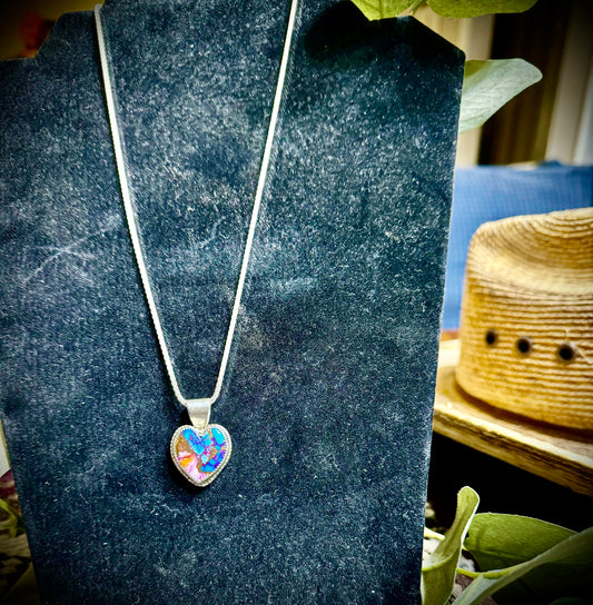 Spiny Oyster, Bronze and Kingman Turquoise heart necklace