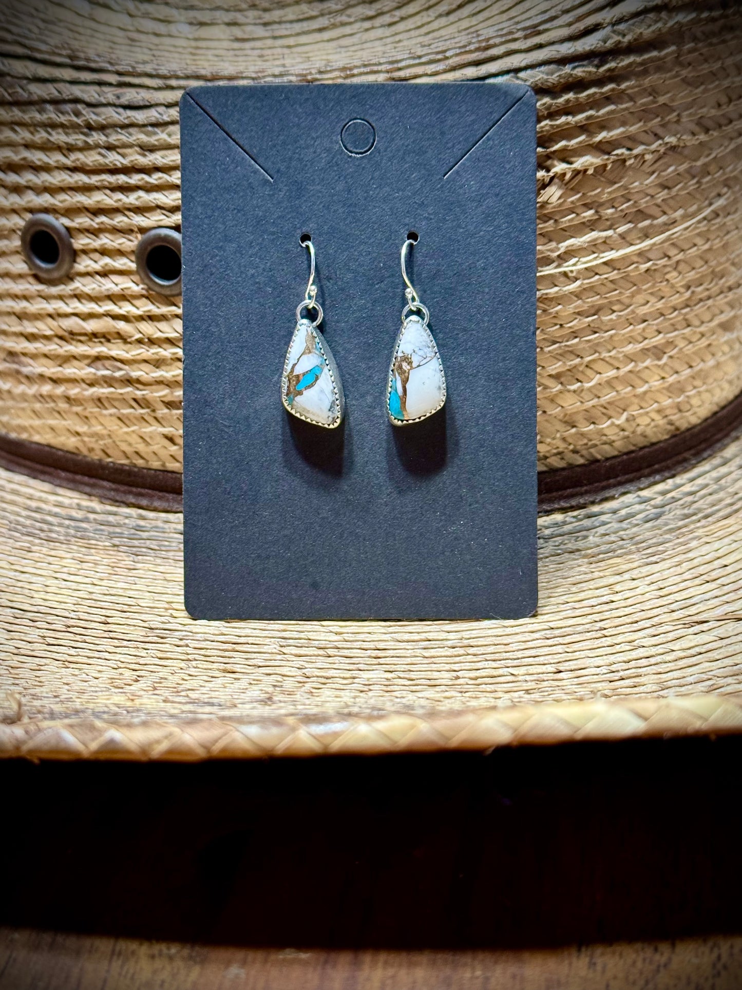 Dangly White Buffalo & Kingman Turquoise Earrings