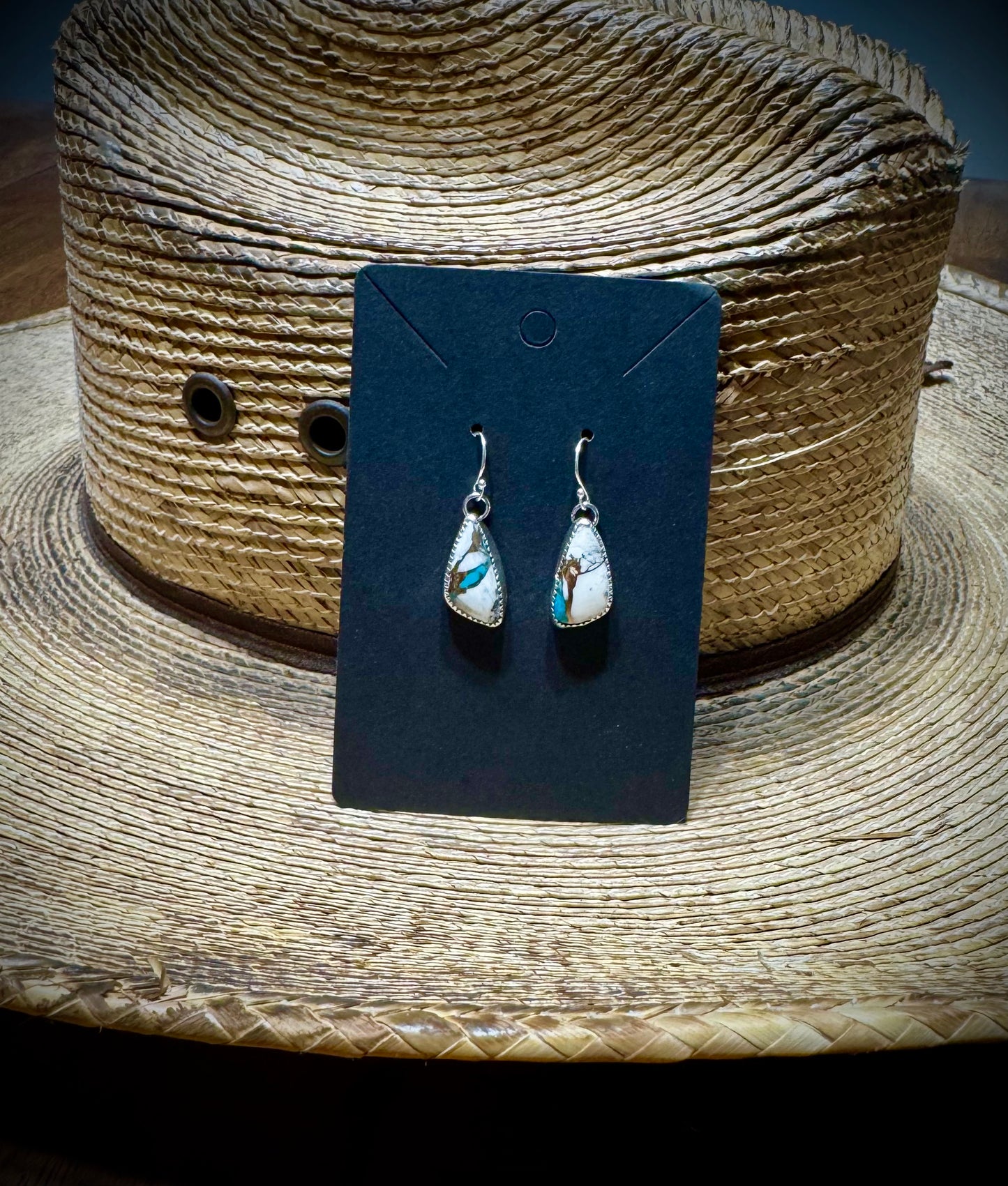 Dangly White Buffalo & Kingman Turquoise Earrings