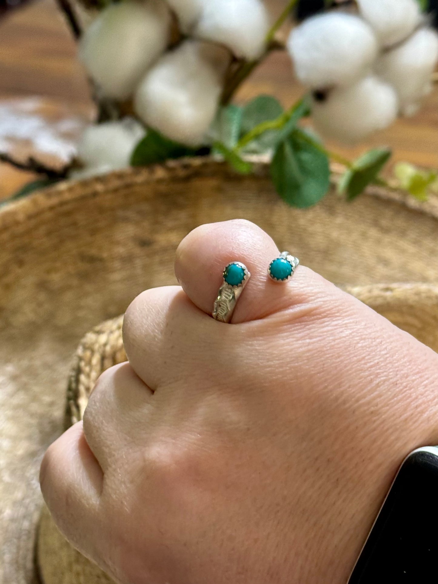 Size 8 Kingman Turquoise adjustable ring