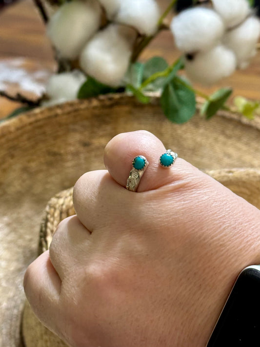 Size 8 Kingman Turquoise adjustable ring