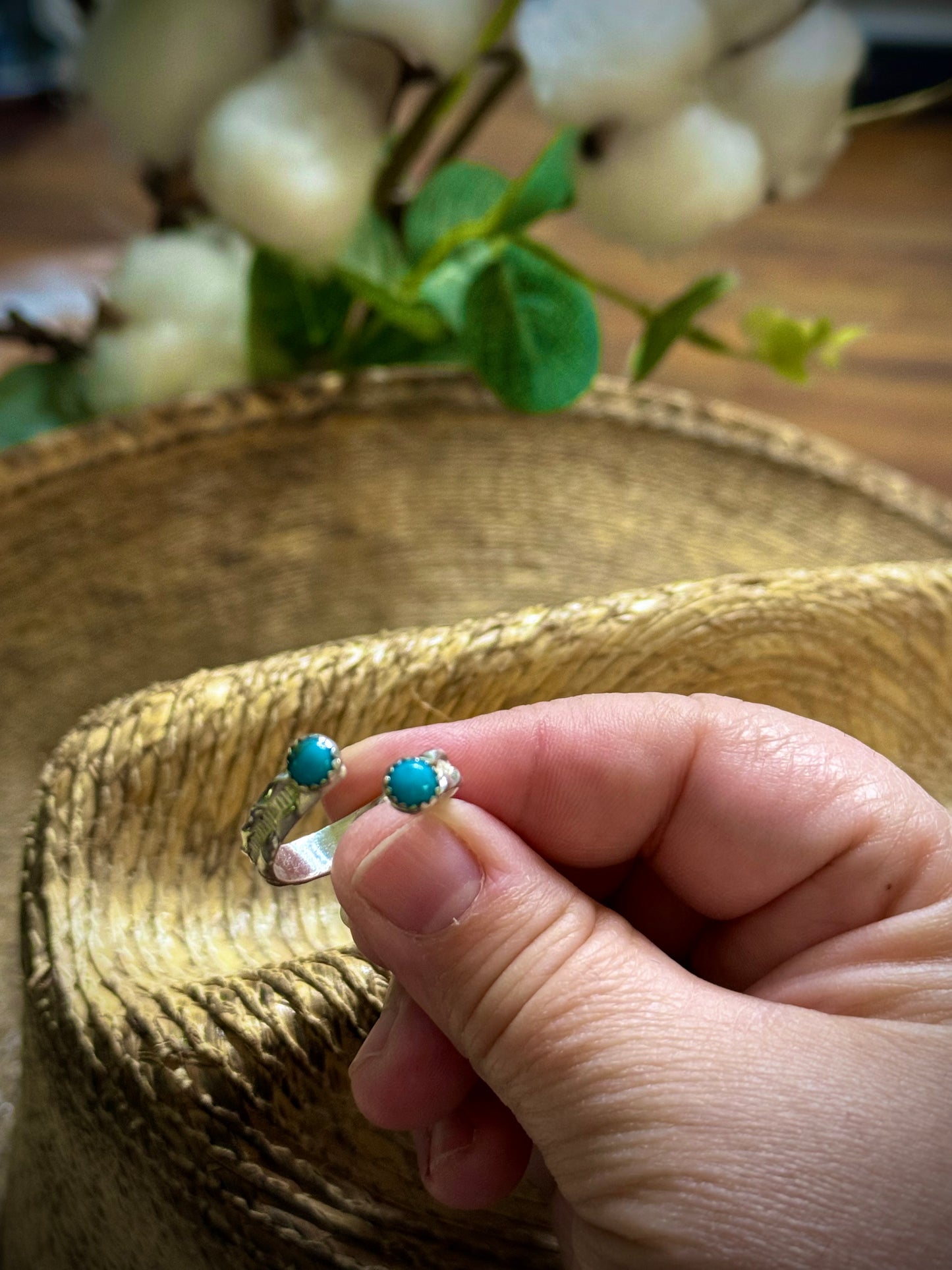 Size 8 Kingman Turquoise adjustable ring
