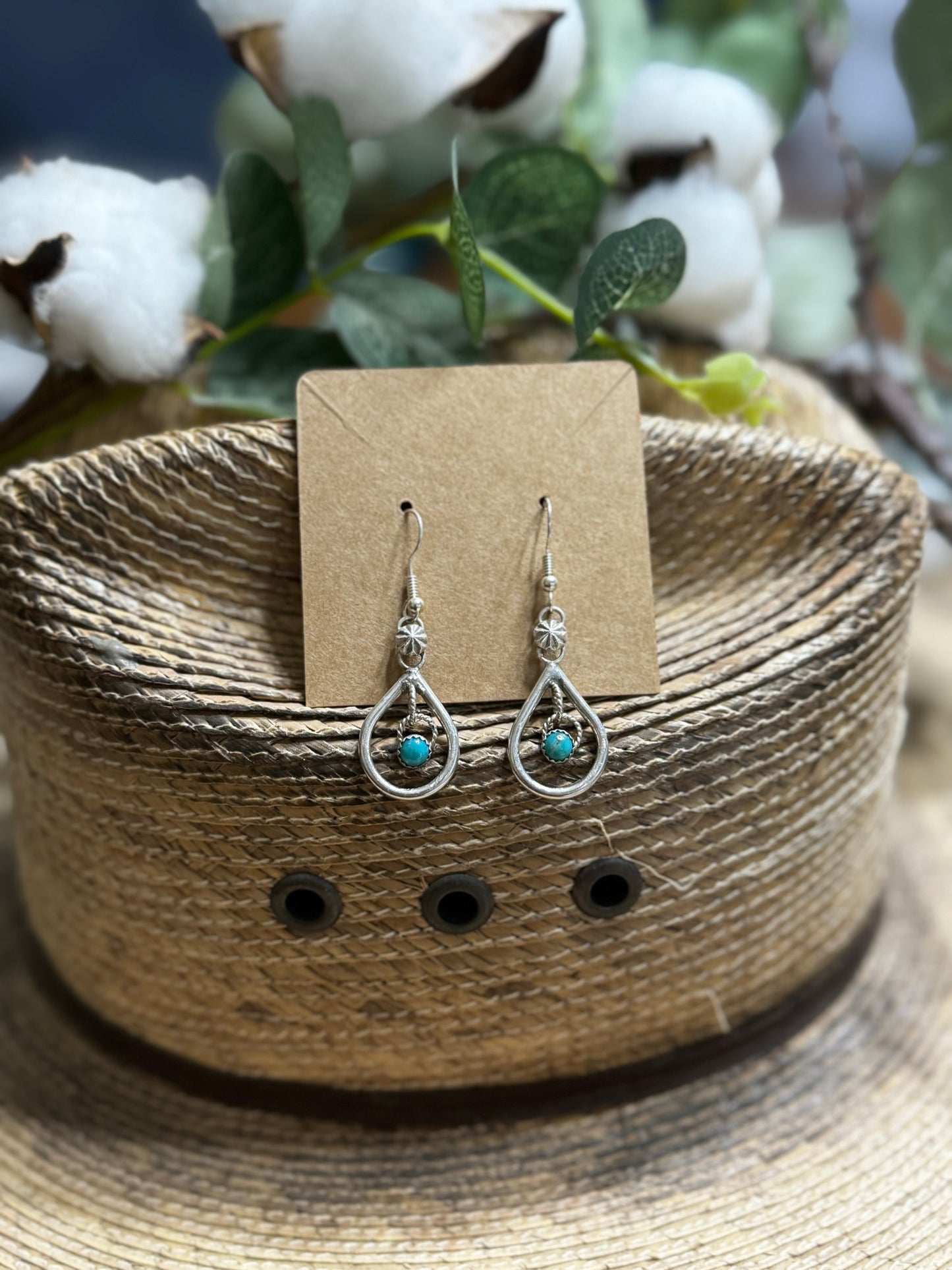 Silver & turquoise dangly earrings