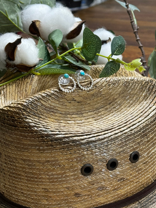 Kingman turquoise silver bead earrings